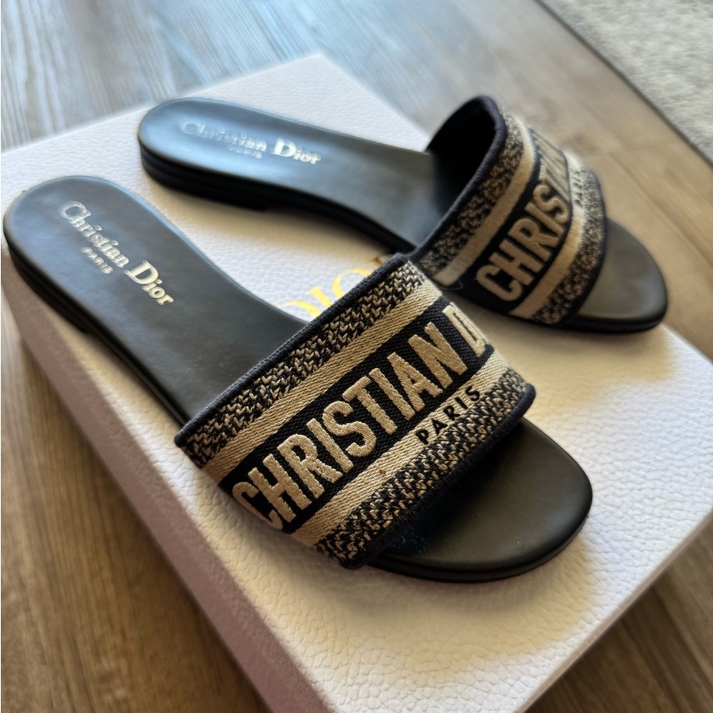 Dior Navy and Cream Women's Sandals